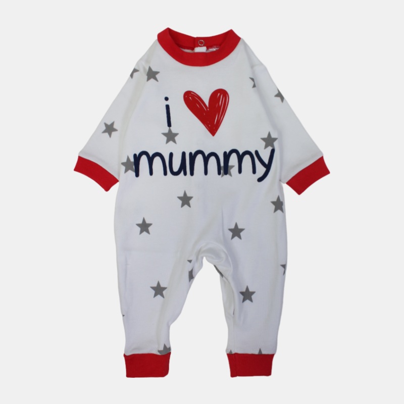 Unisex Baby Cotton Footless Onesie  “I Love Mummy” Design