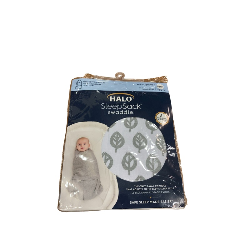 Halo Cotton Sleepsack, Newborn, Gray Tree Leaf