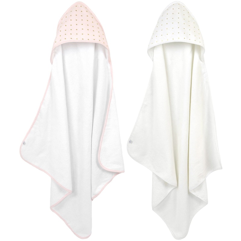 Just Born Hooded Towel Set, 2-Pack – Pink/White