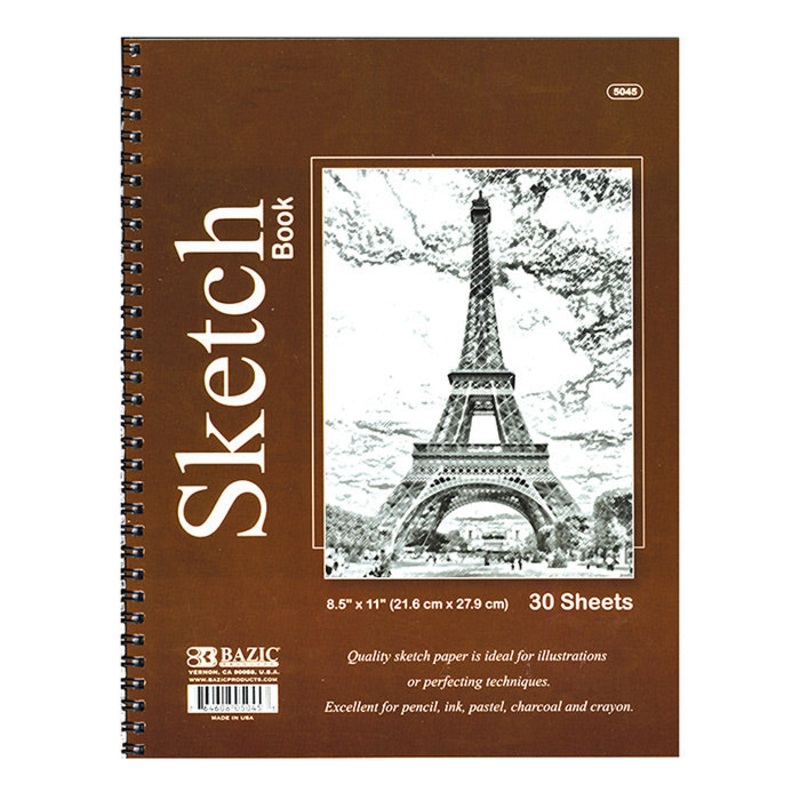 BAZIC 30 Ct. 8.5″ X 11″ Side Bound Spiral Sketch Book