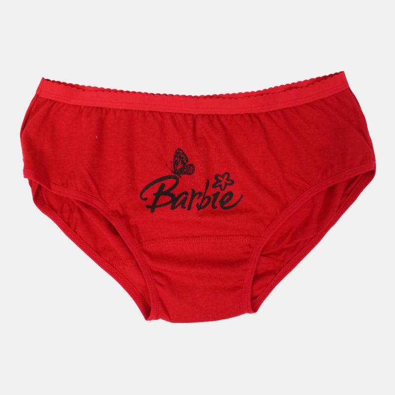 Girls Barbie Cotton Panties  Red