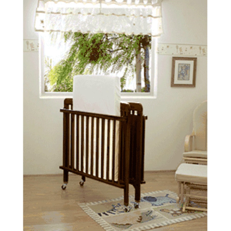 La Baby Full Size Folding Wood Crib in Espresso