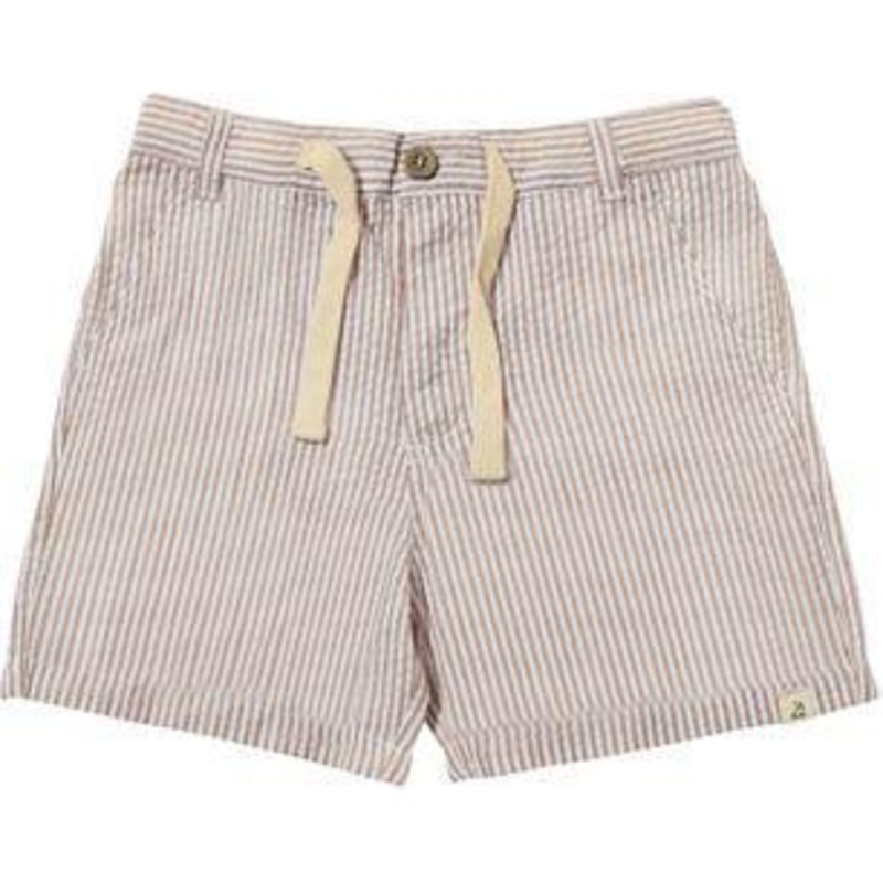 Me & Henry Crew Woven Shorts | Brown/White Seersucker Stripe