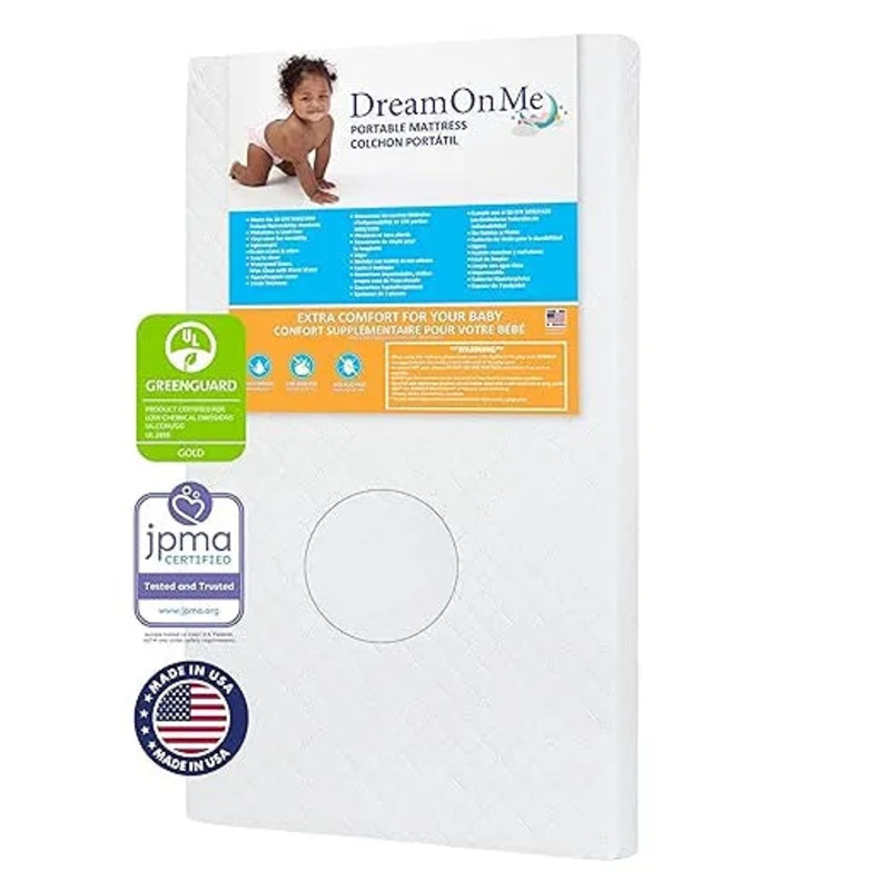 Sunset 3 Extra Firm Fiber Portable/Mini Crib Mattress White Mini Crib