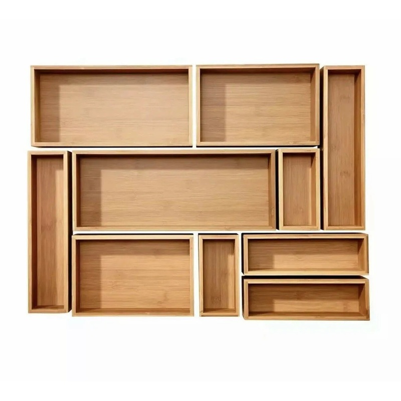 10-piece Bamboo Storage Box Organizer Set
