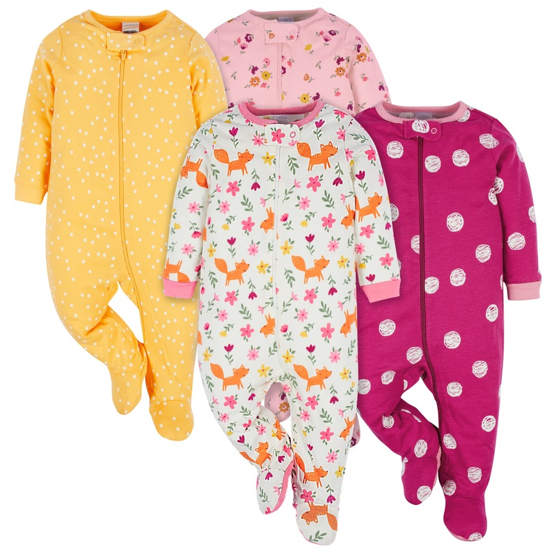 4-Pack Baby Girls Floral Fox Sleep ‘N Plays