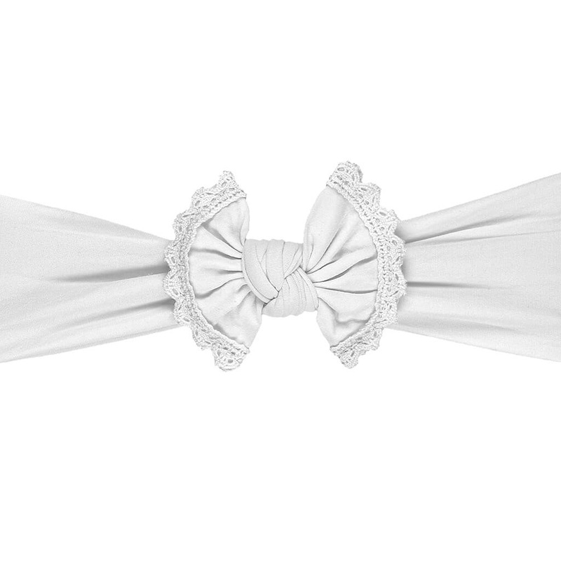 Lace Bow Headband White