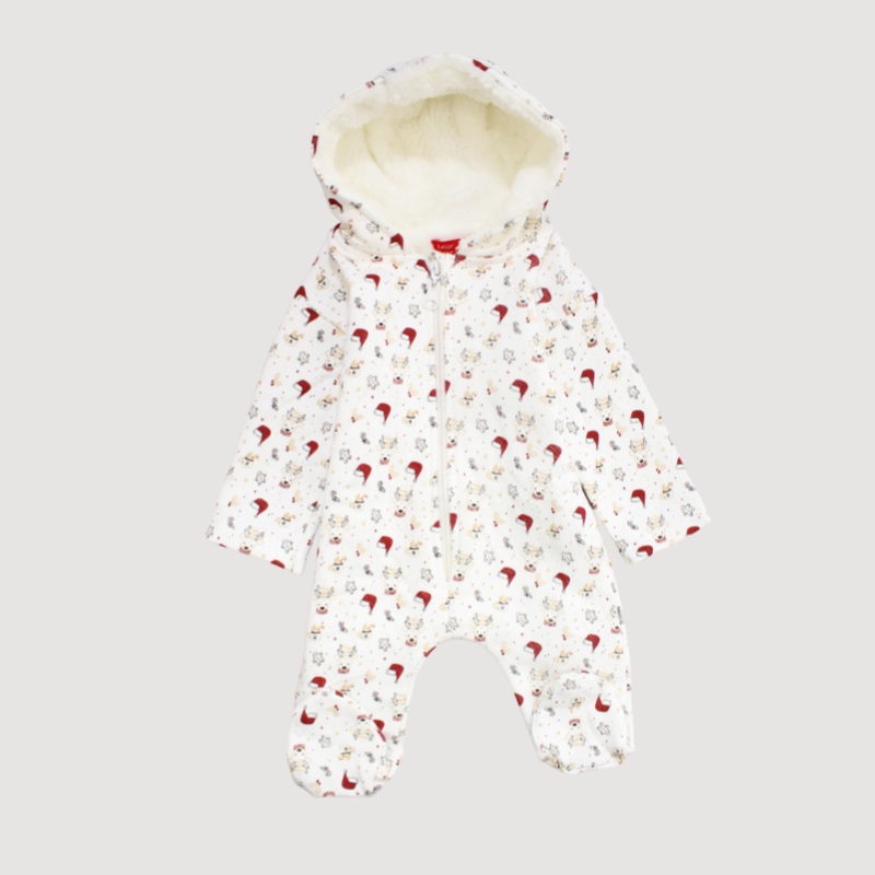 Reindeer Head Long-Sleeved Hooded Baby Footie