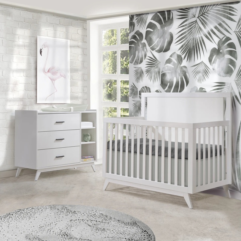 Tulip Juvenile Sissi Convertible Crib and 3 Drawer Dresser Set – White (Wood Grain)