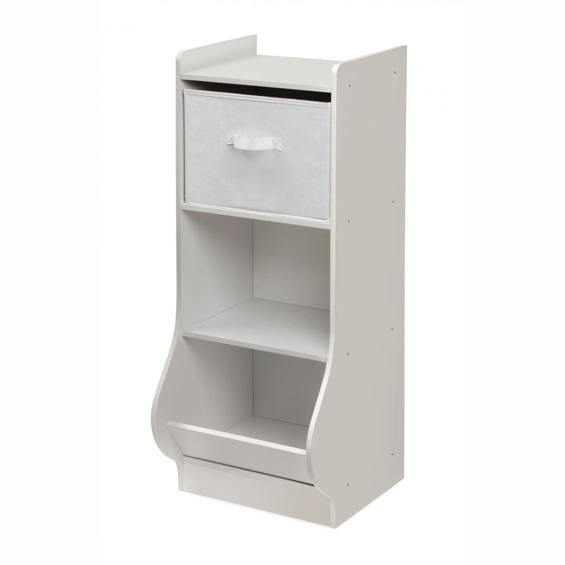 Upright Storage Nook With Reversible Basket – White