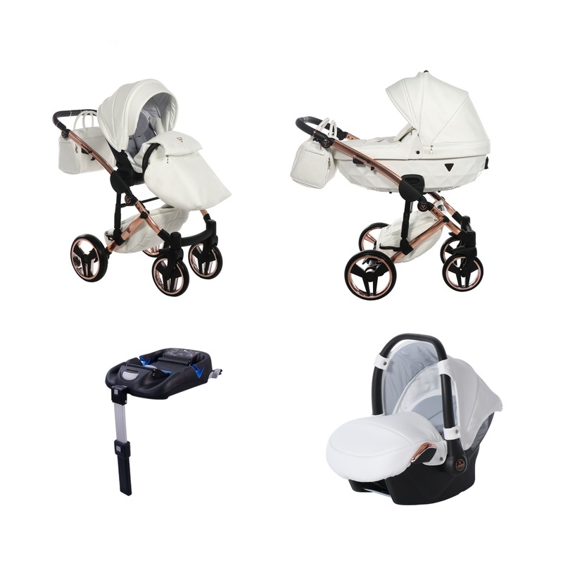 JUNAMA FLUO INDIVIDUAL WHITE ROSE GOLD – 4IN1 (INCLUDES CAR SEAT & ISOFIX BASE)