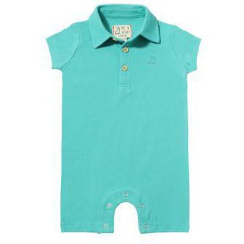 Me & Henry Drift Polo Romper | Aqua Pique