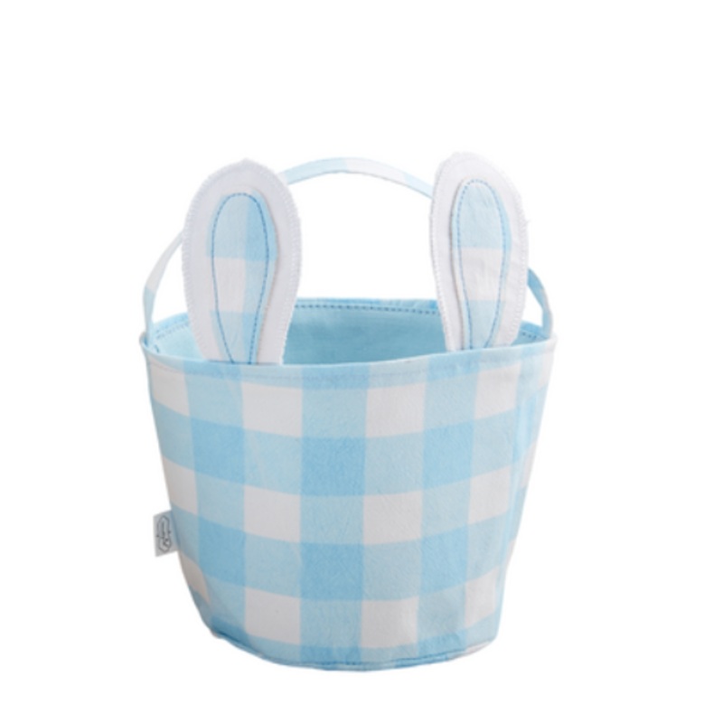 Mud Pie Blue Check Bunny Basket