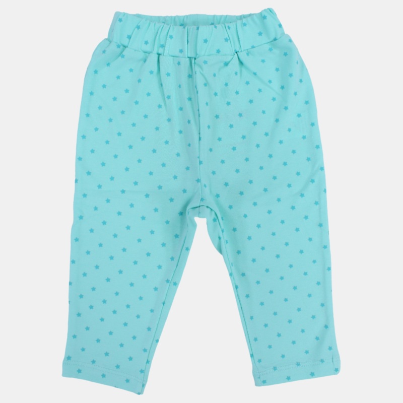 Baby Girls Cotton Leggings – Mint Green with Little Stars