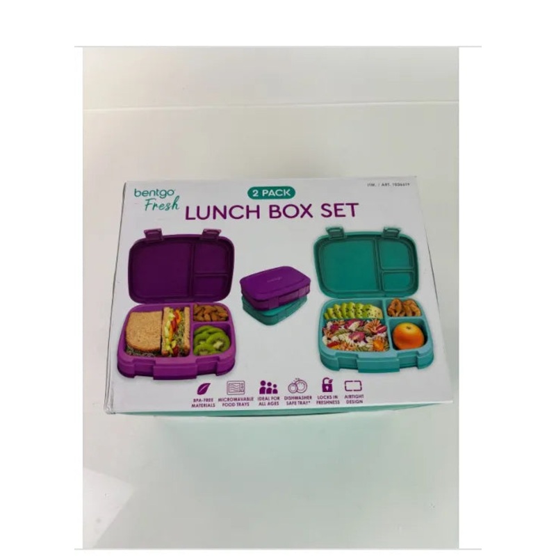 Bentgo Fresh 2 Pack Lunch Box Set Purple Green Leak Proof (See Description)