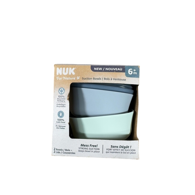 NUK Suction Bowl and Lid 2 Pack, Gray/Sage