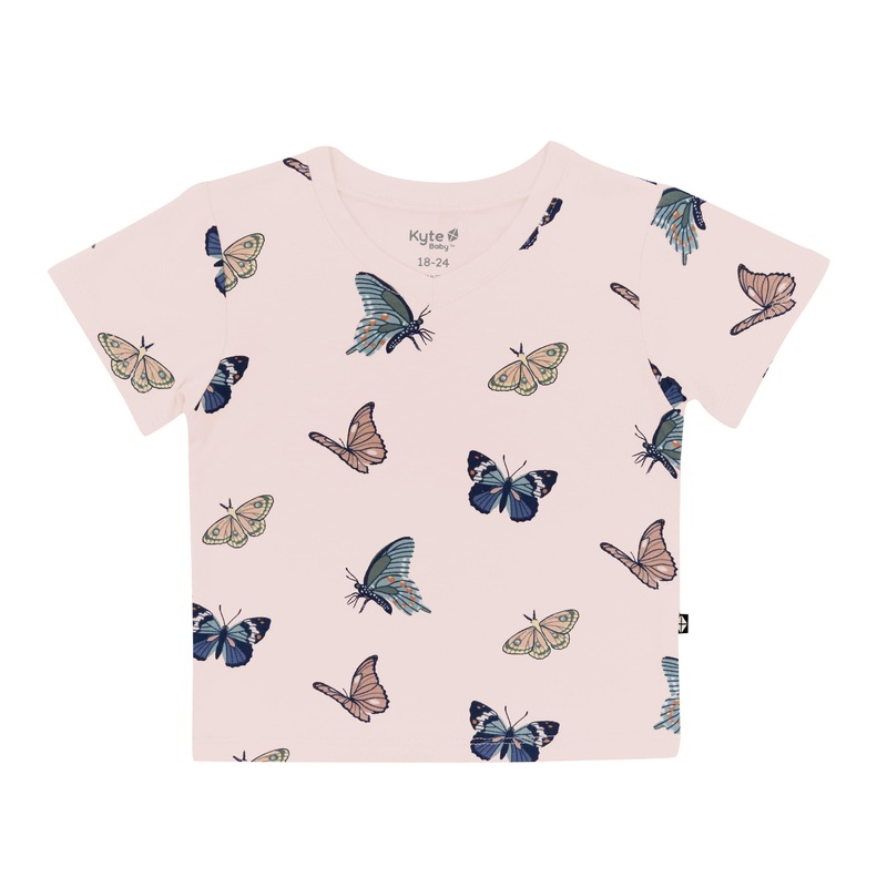 Toddler V-Neck Tee in Blush Butterfly