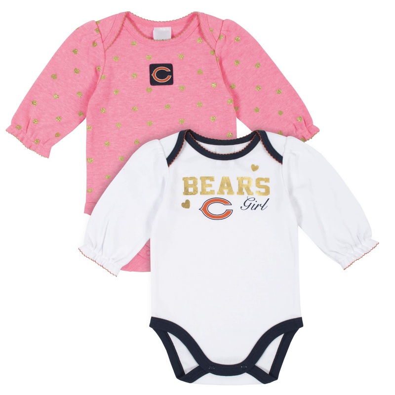 Chicago Bears Baby Girls Long Sleeve Bodysuits