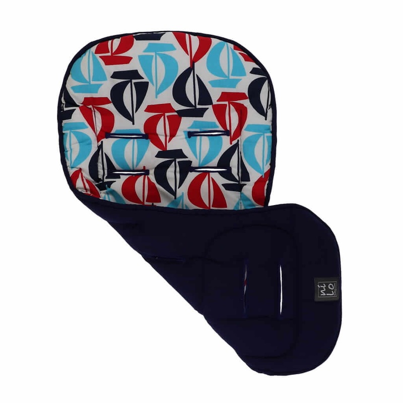 Short Stroller Mat Sailboats Navy Blue
