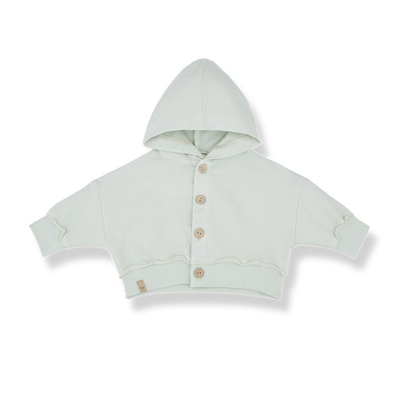 1+ In The Family – Hooded Button-Up Top – Aqua Pastel