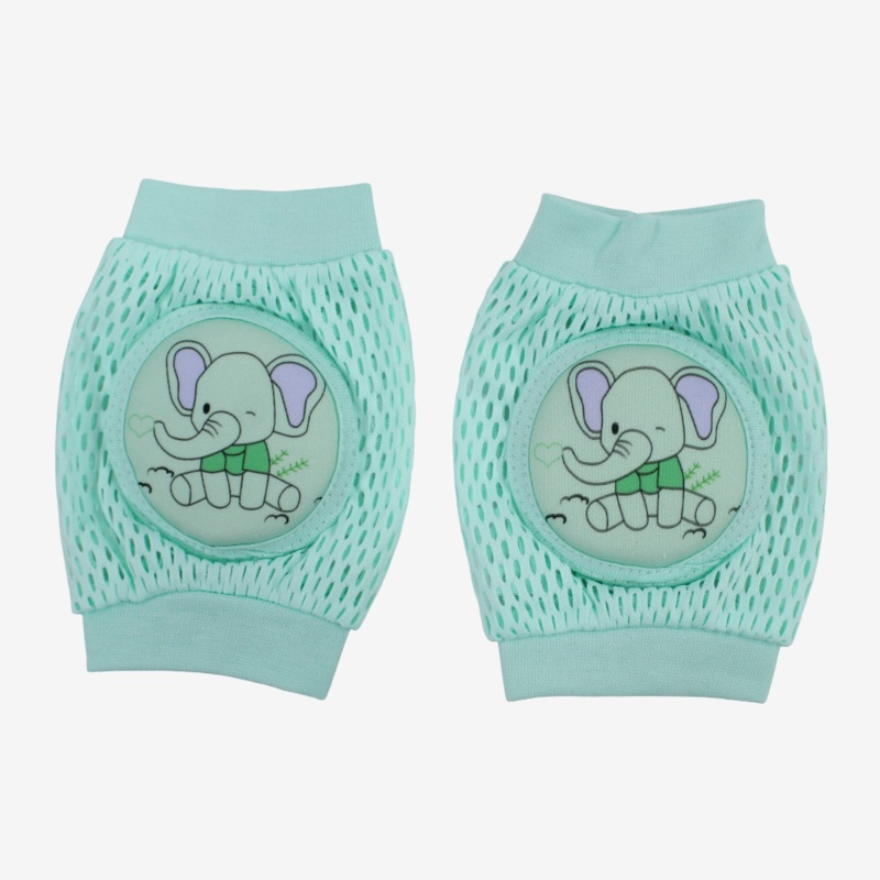 Baby Knee Mesh Pads  Mint with Elephant Design
