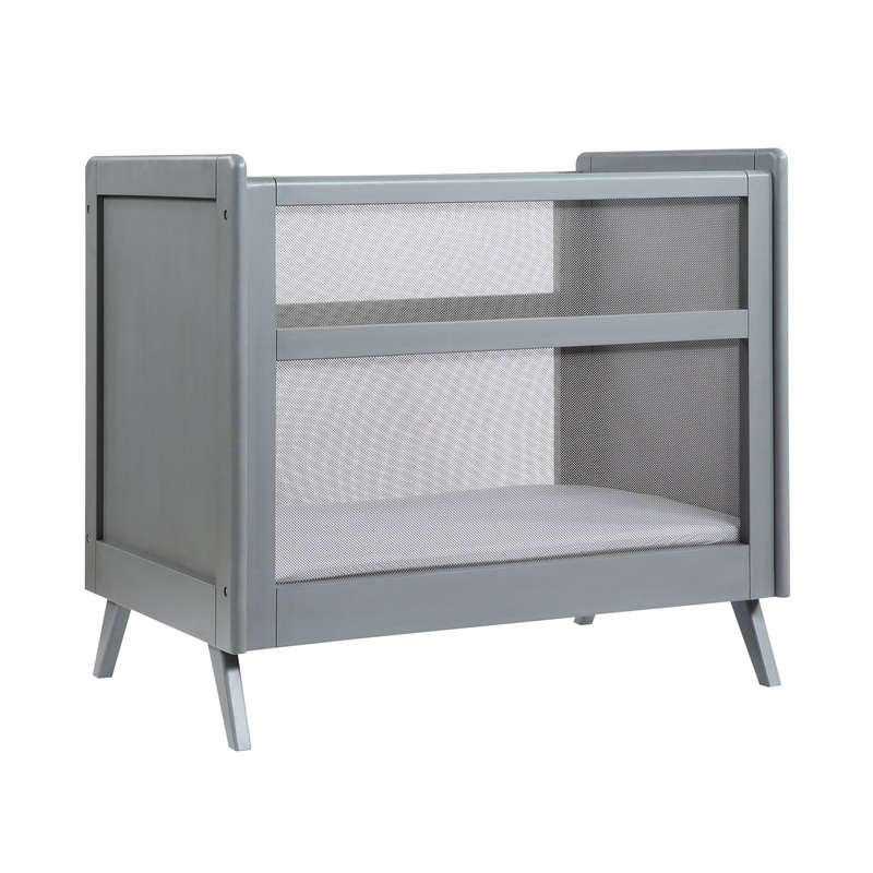 Breathable Mesh 2-in-1 Mini Crib  Gray  Greenguard Gold Certified