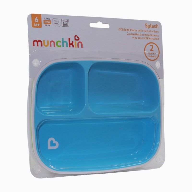 Munchkin Splash Toddler Divided Plates, Pack of 2 – Blue – 6 months+