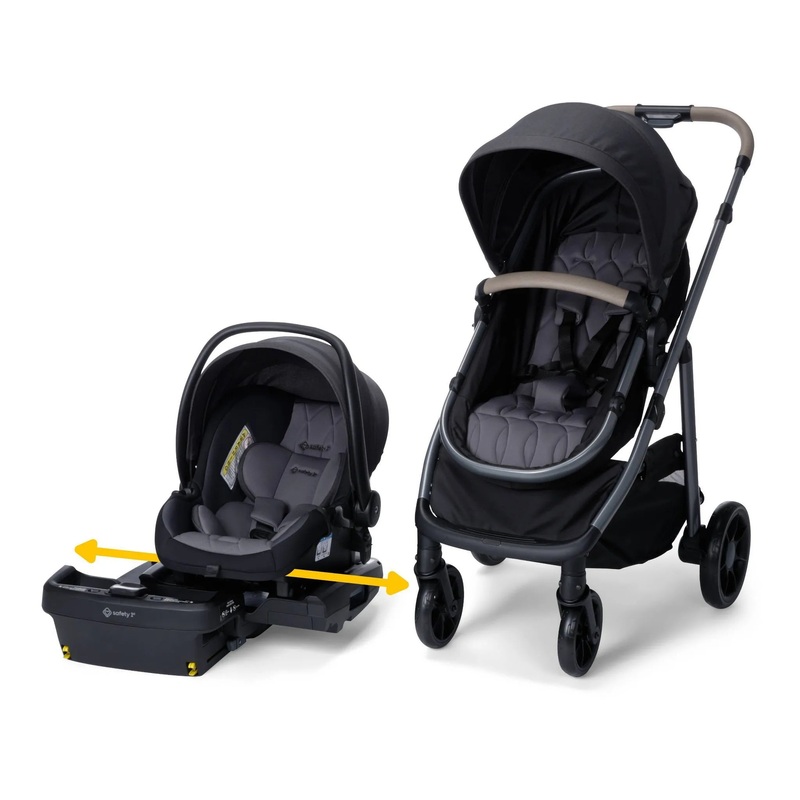 on Board Slide 6-in-1 Travel System with Safety Slide Base – Gray