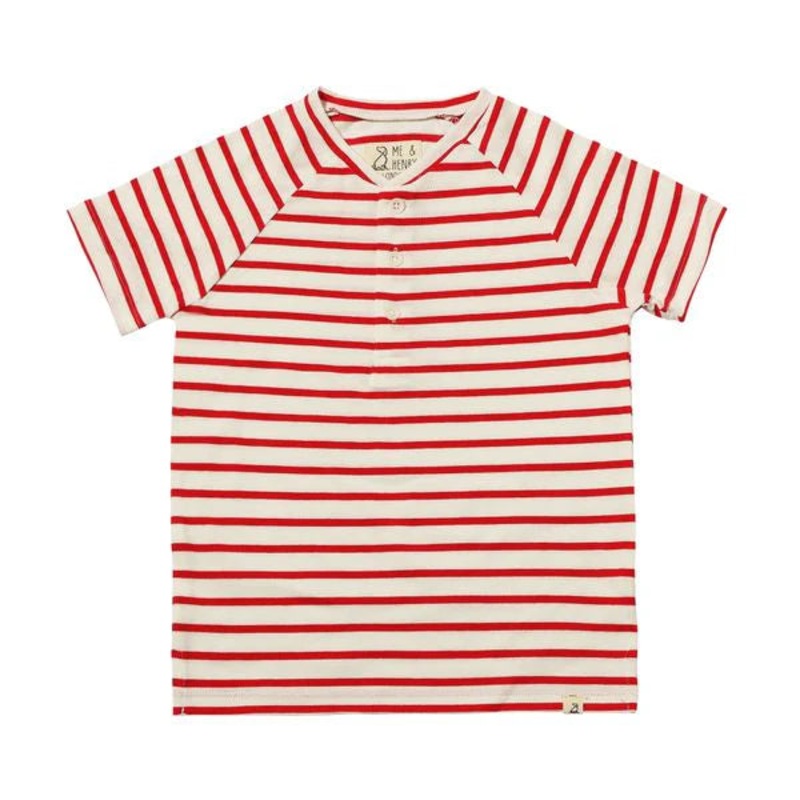 Frigat Raglan Henley Tee – Red & White Stripe