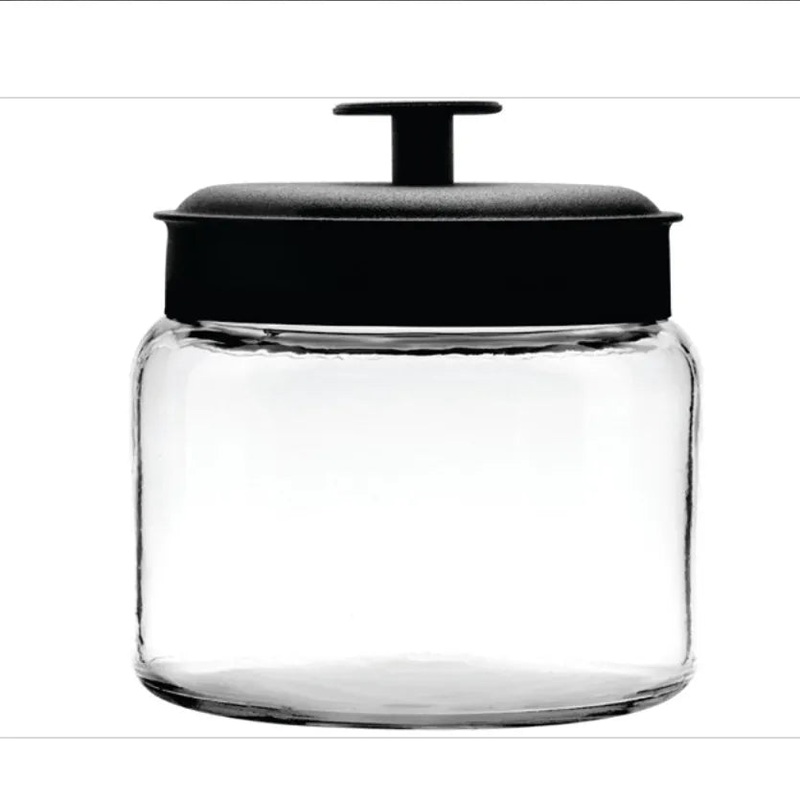 Glass 64-Oz. Metal-Lid Montana Jar – Clear/black