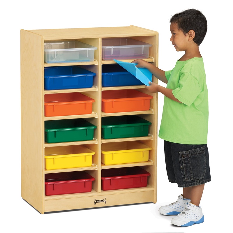 Jonti-Craft 12 Paper-Tray Mobile Storage – with Colored Paper-Trays