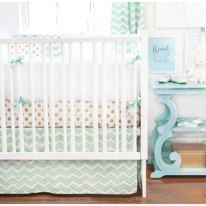 New Arrivals Gold Rush in Mist 4 Piece Crib Bedding Set