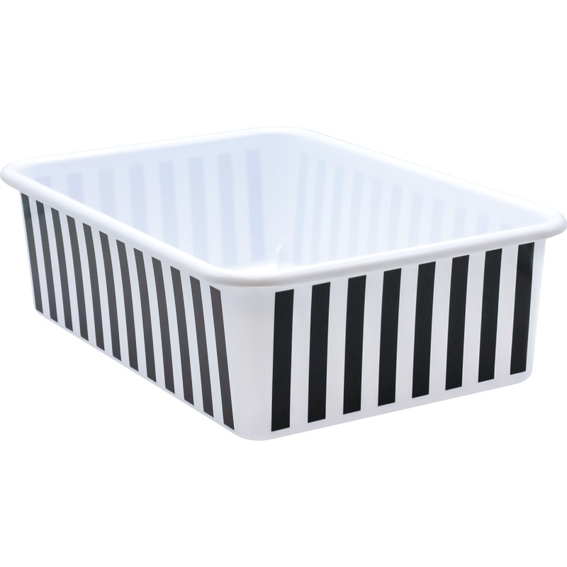 Black and White Stripes Large Plastic Storage Bin