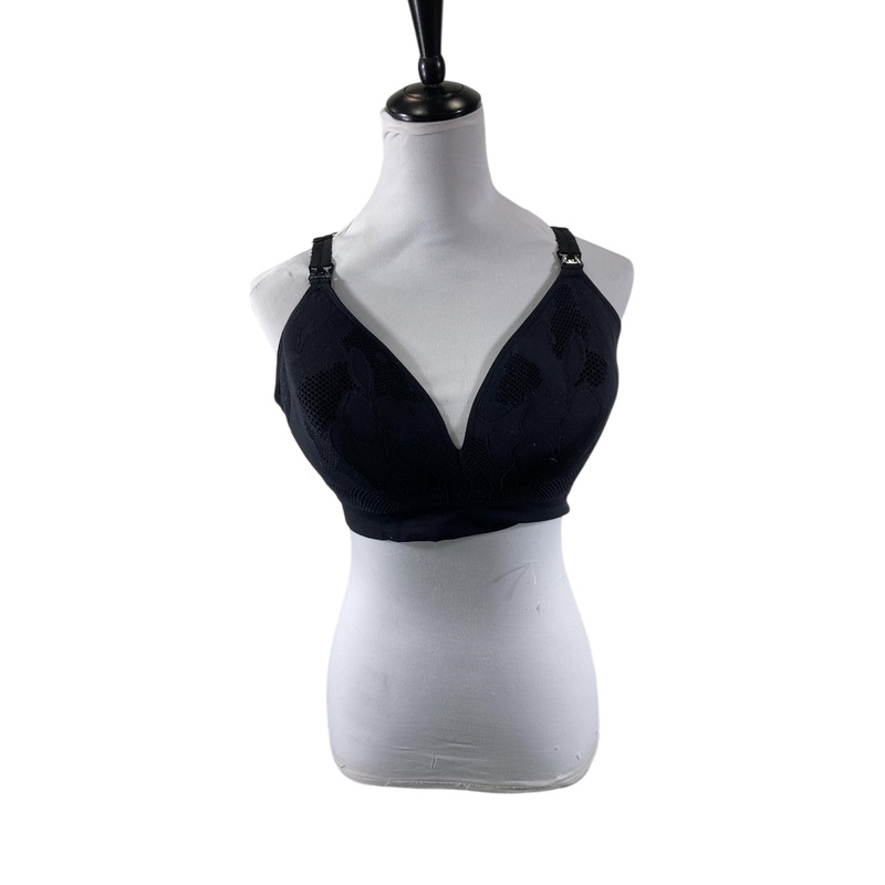 Cake Maternity Freckles Busty Recycled Wirefree Nursing Bra, Black, Busty (F-H), Large (F-H)