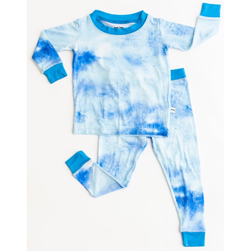 Little Sleepies Two-Piece Bamboo Viscose Pajama Set – Blue Watercolor, 4T