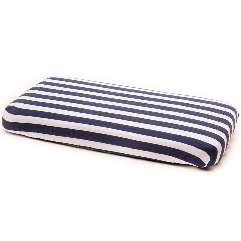 Little Unicorn Cotton Muslin Fitted Sheet – Navy Stripe