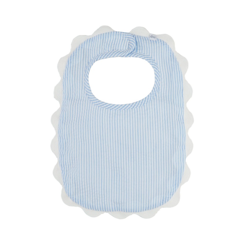 Mud Pie Blue Seersucker Scallop Bib