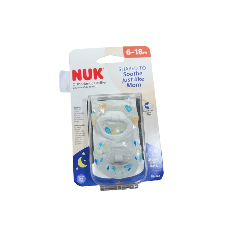 NUK Orthodontic Pacifiers, 6-18 Months, Clear, 2 Pack