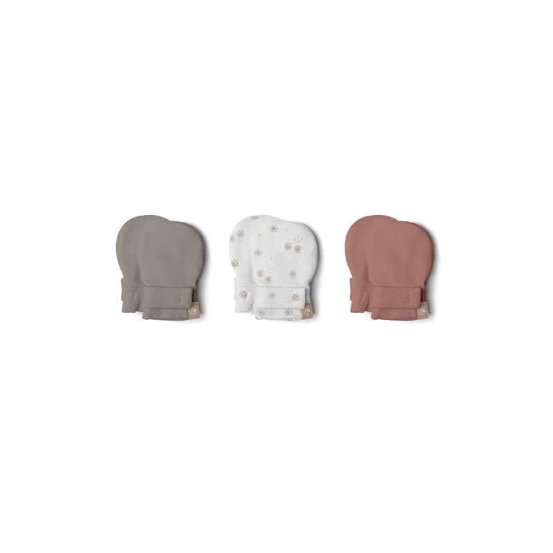 Stay On 3-Pack Baby Mitts – Pewter + Dandelion + High Prairie