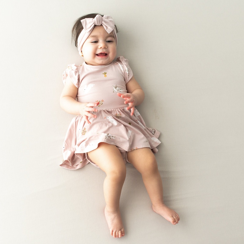 Twirl Bodysuit Dress in Blush Rabbit