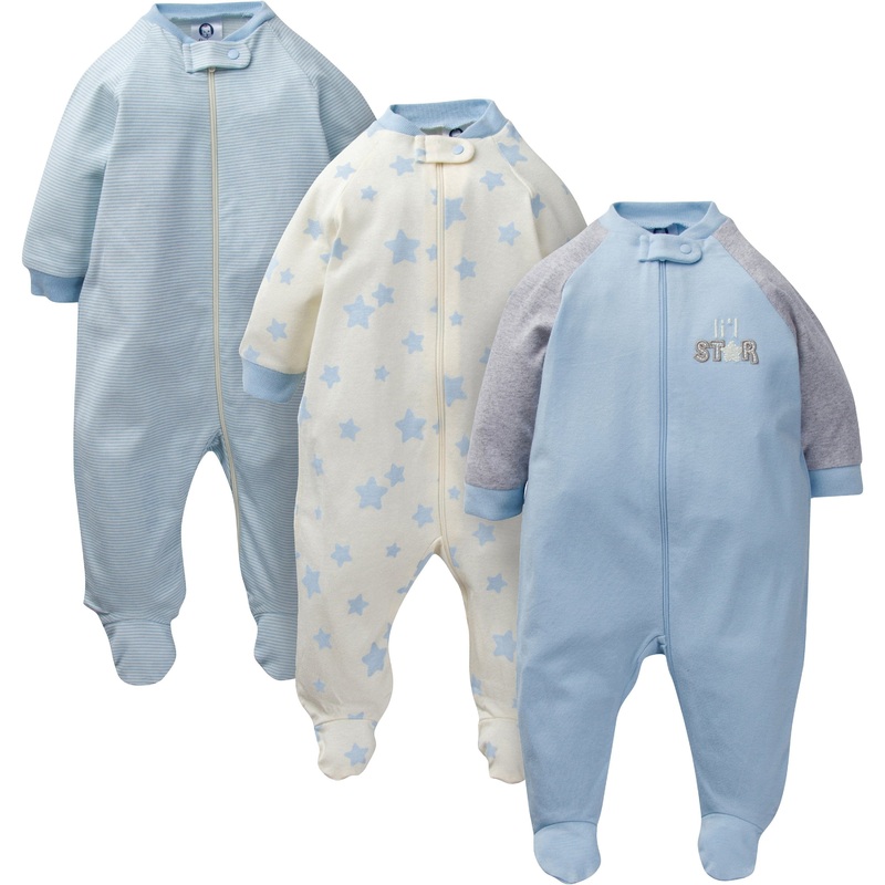 3-Pack Boys Little Star Organic Sleep N’ Play