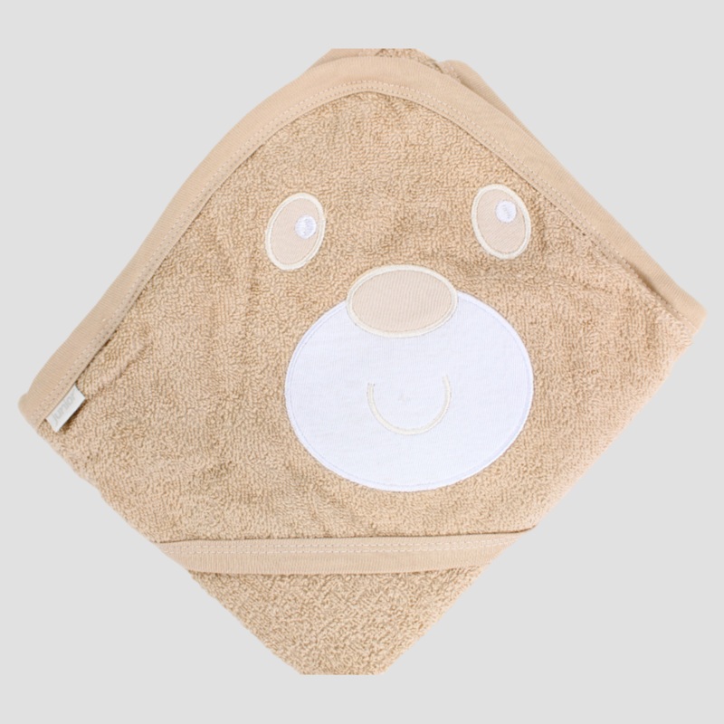 Beige Bear Head Baby Hooded Towel