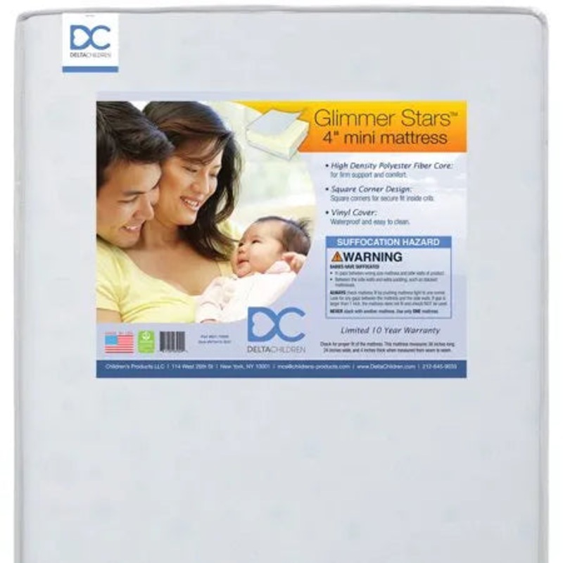 Glimmer Stars 4-inch Dual Sided Mini/Portable Baby Crib Mattress