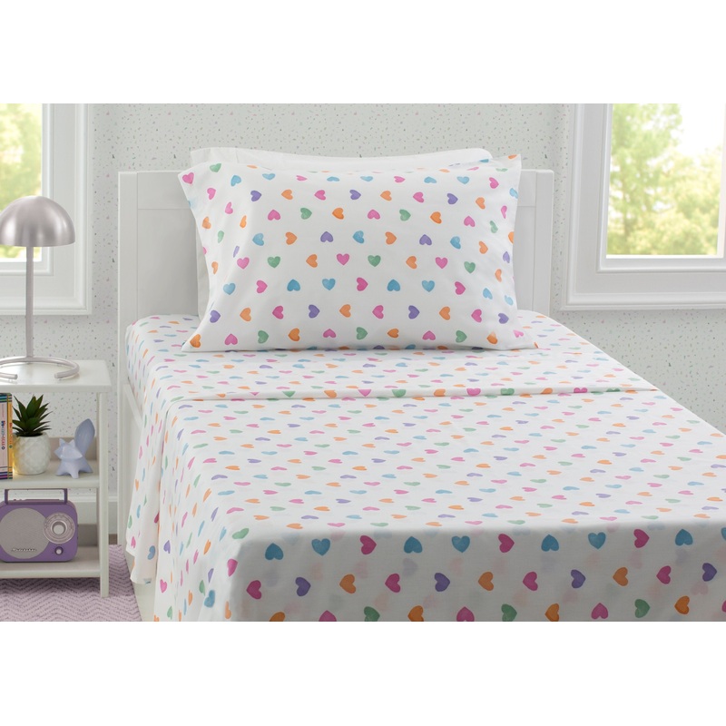 Hearts Printed 3-Piece Twin Sheet Set