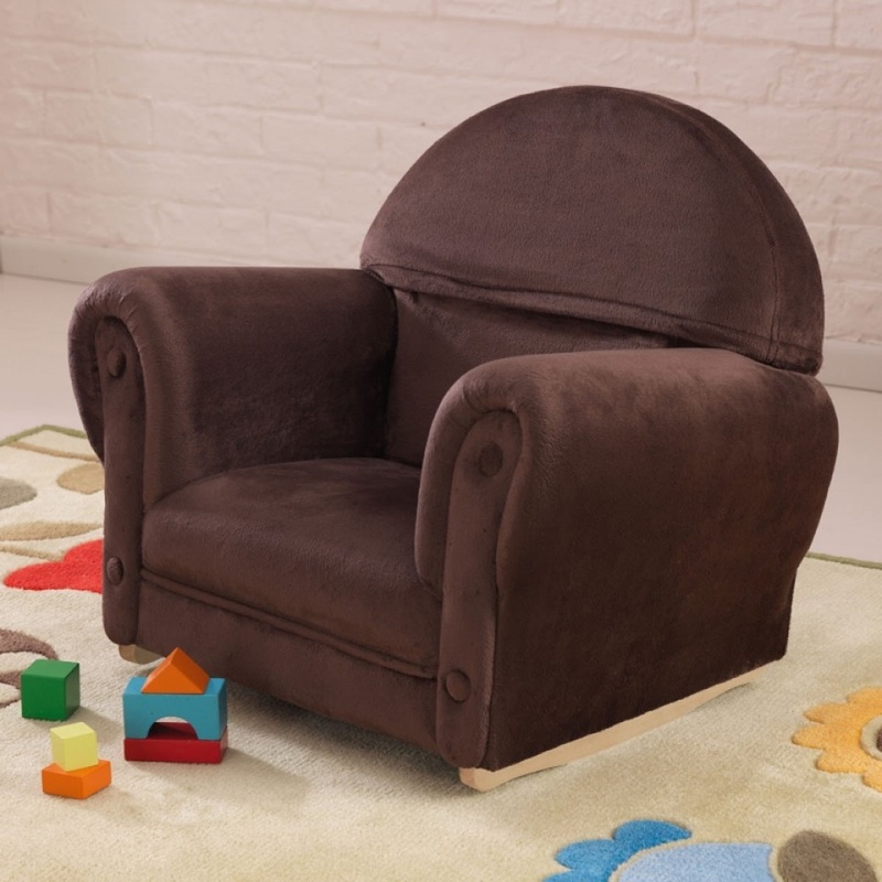 KidKraft Chocolate Velour Rocker with Slip Cover