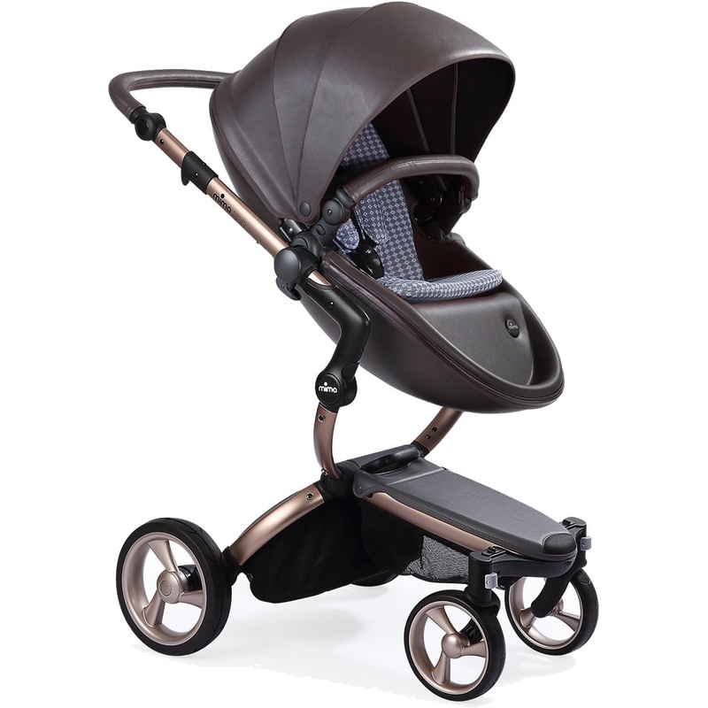Mima 2019 Xari Complete Stroller, Rose Gold – Chocolate Brown / Retro Blue