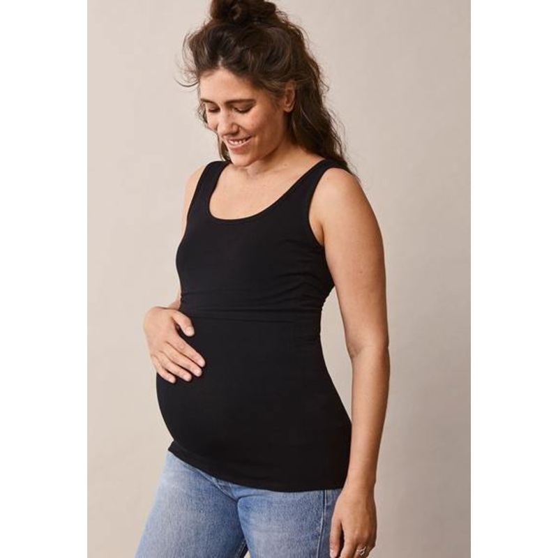 Boob Organic Cotton Maternity Sleeveless Nursing Tank Top X-Large Black
