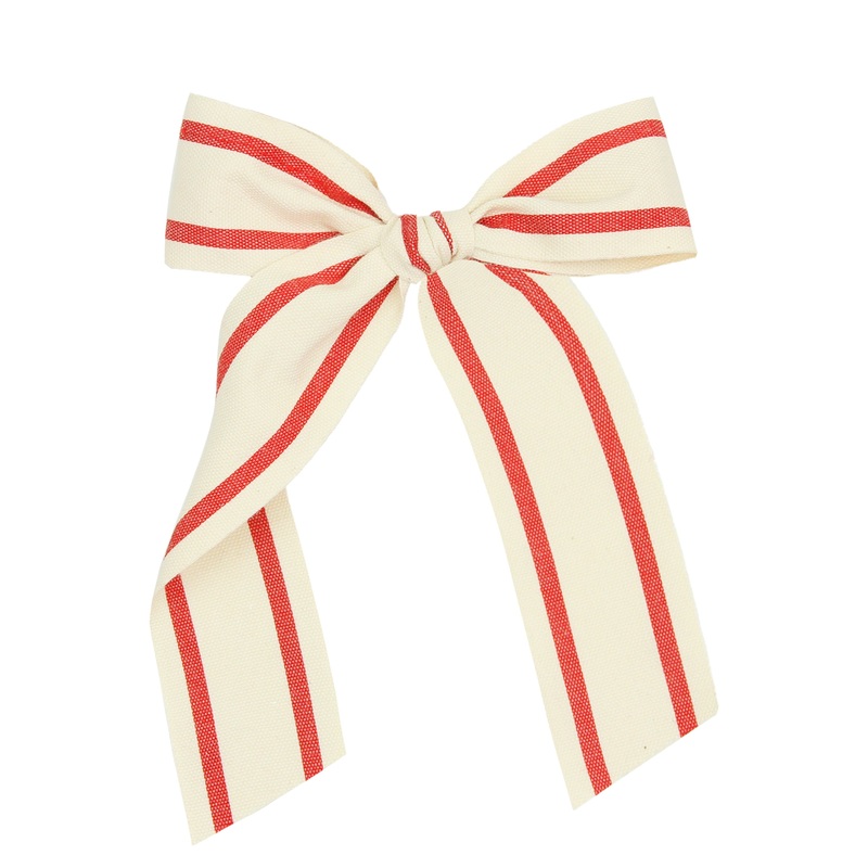 Ribbon Bow – Red Stripe Sash Clip