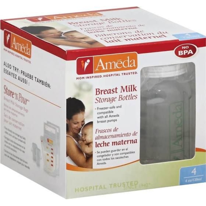 Ameda Breast Milk Storage Bottles 4 Pack
