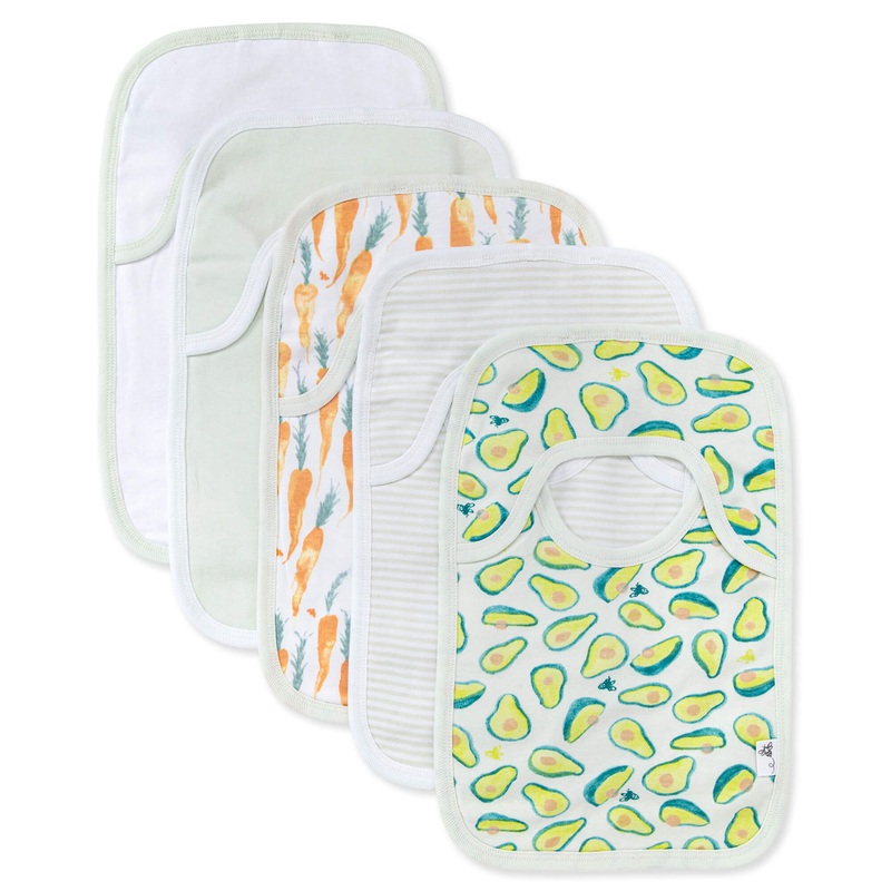 Burt’s Bees Baby Multi Pack Organic Cotton Pull On Bibs Botanical Gardens 5 Pack